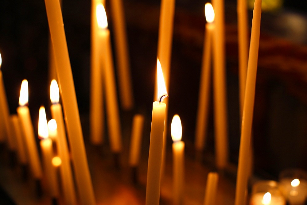 Church candles, Paris, France, Europe