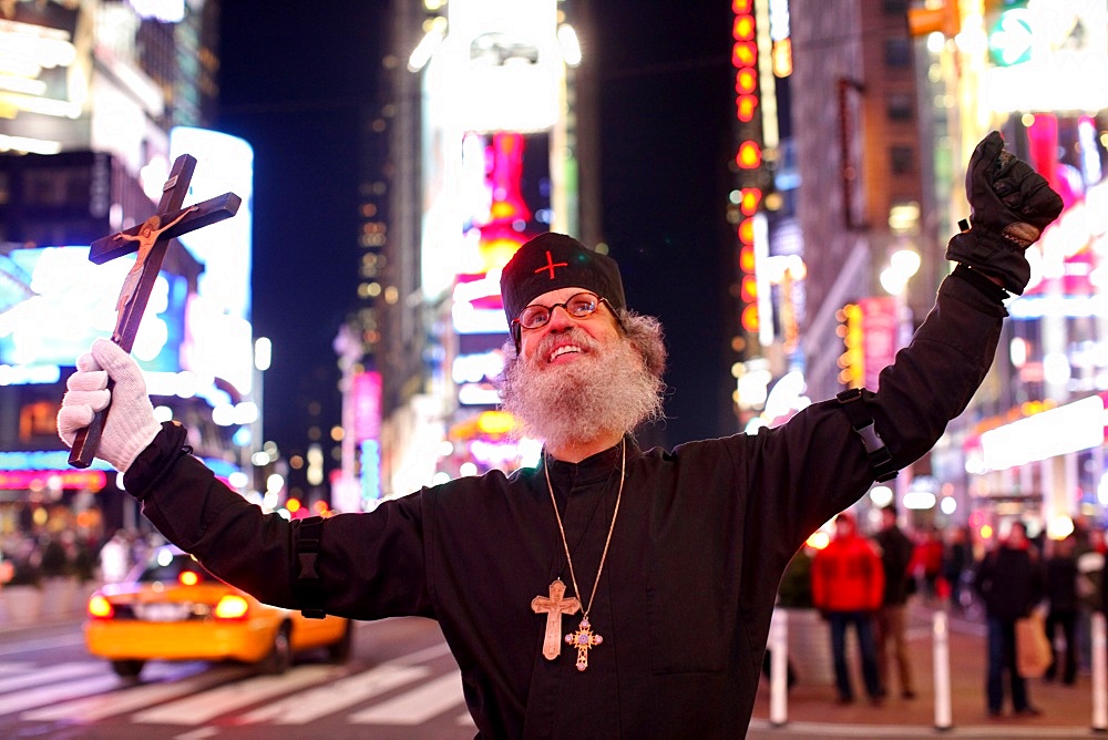 Preaching in Times Square, New York, United States of America, North America