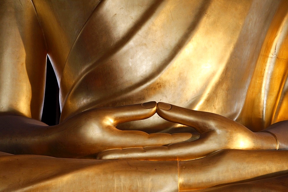 Detail of a large Buddha statue, Paris, France, Europe