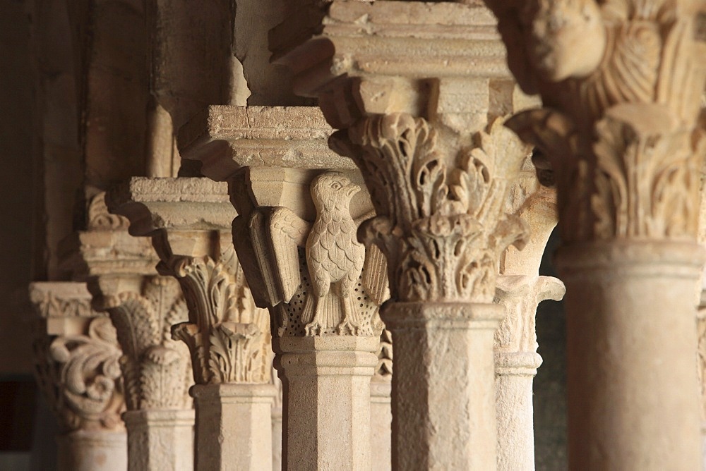 Capitals in the Cloister of Saint Sauveur cathedral, Aix en Provence, Bouches du Rhone, France, Europe