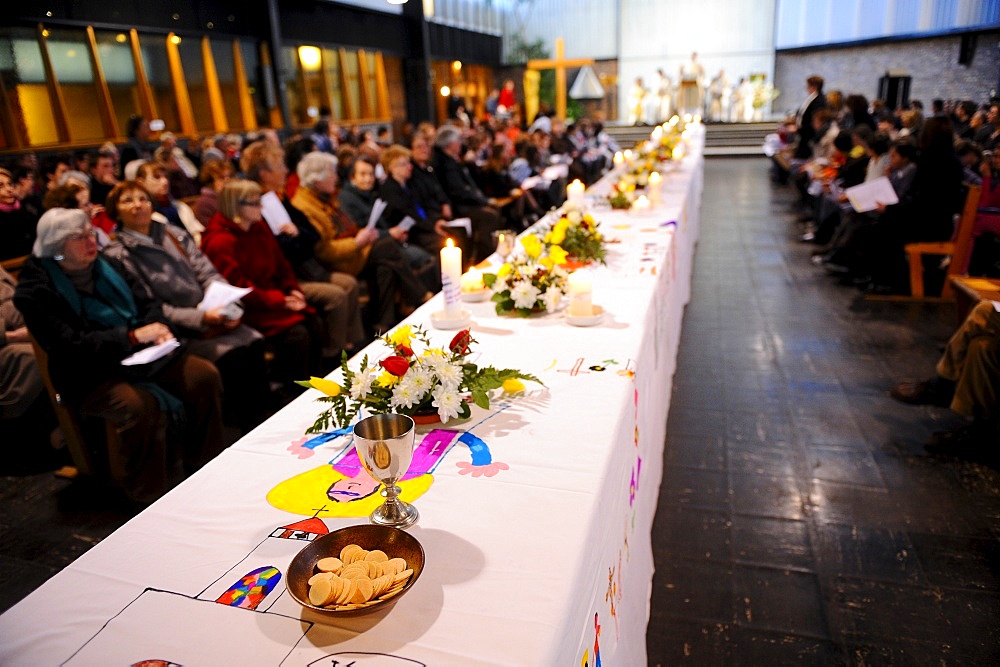 Maundy Thursday table in church, Paris, France, Europe