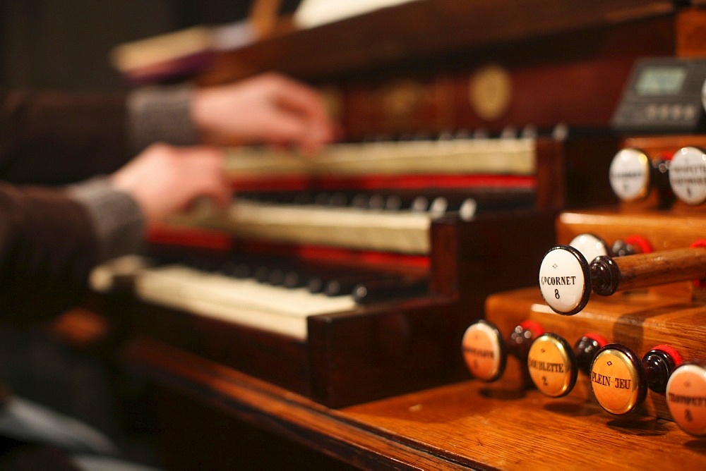 Organ playing, Paris, France, Europe