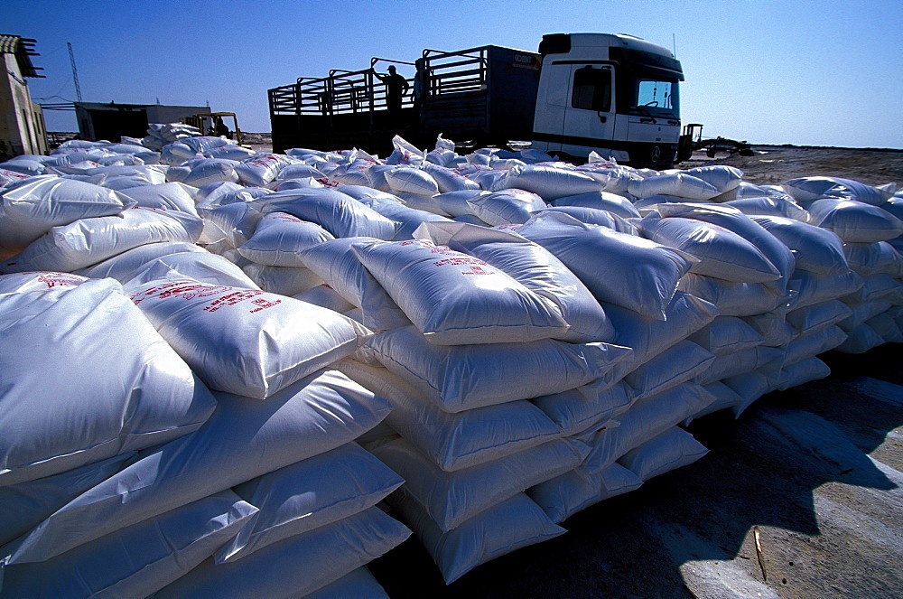 Chott el-Djerid salt bags, Tozeur, Tunisia, North Africa, Africa