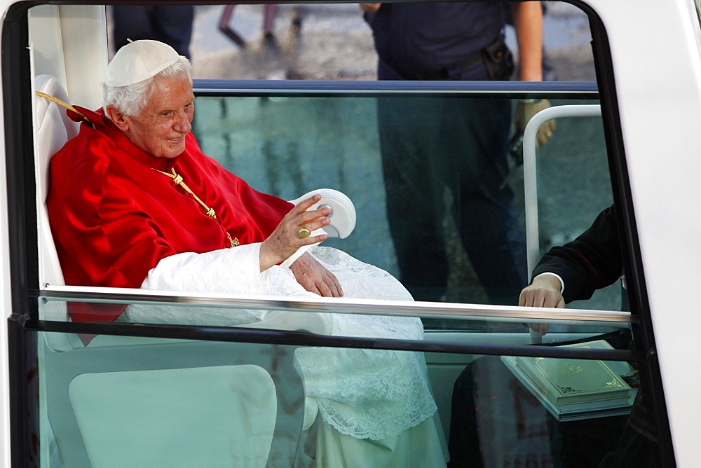 Pope Benedict XVI at Cybeles Square during World Youth Day 2011, Madrid, Spain, Europe