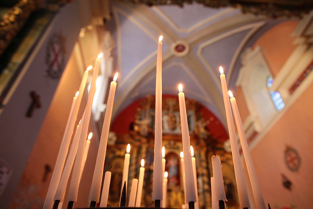 Church candles, Les Contamines, Haute-Savoie, France, Europe