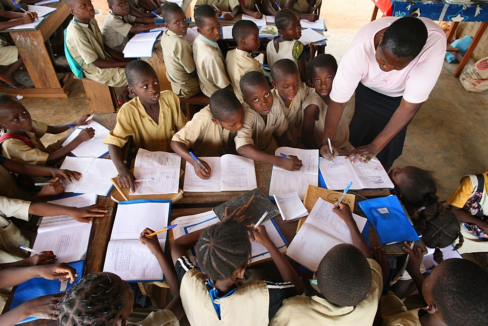 Primary school in Africa, Hevie, Benin, West Africa, Africa