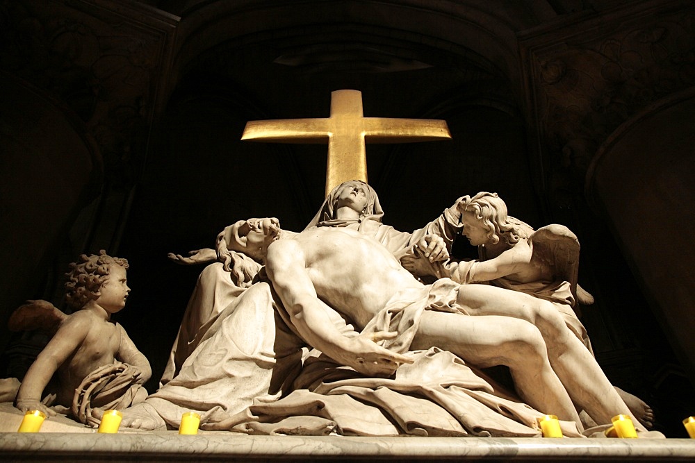 Pieta sculpture in Notre-Dame de Paris cathedral, Paris, France, Europe