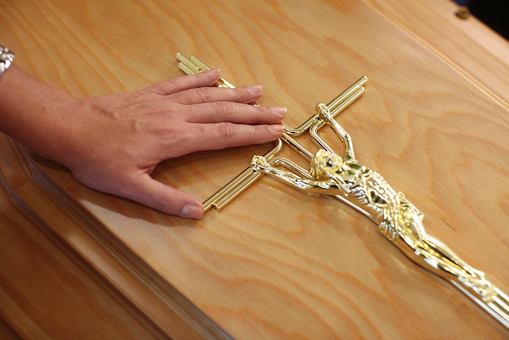 Crucifix on a coffin, Paris, France, Europe