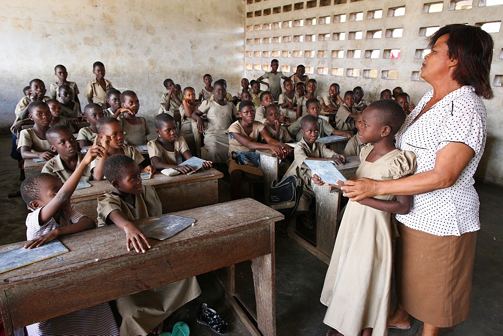 Primary school in Africa, Lome, Togo, West Africa, Africa