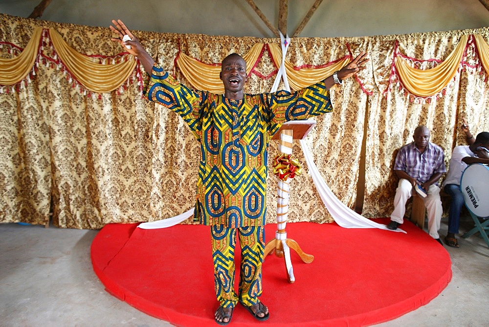 Evangelical preacher in church, Lome, Togo, West Africa, Africa