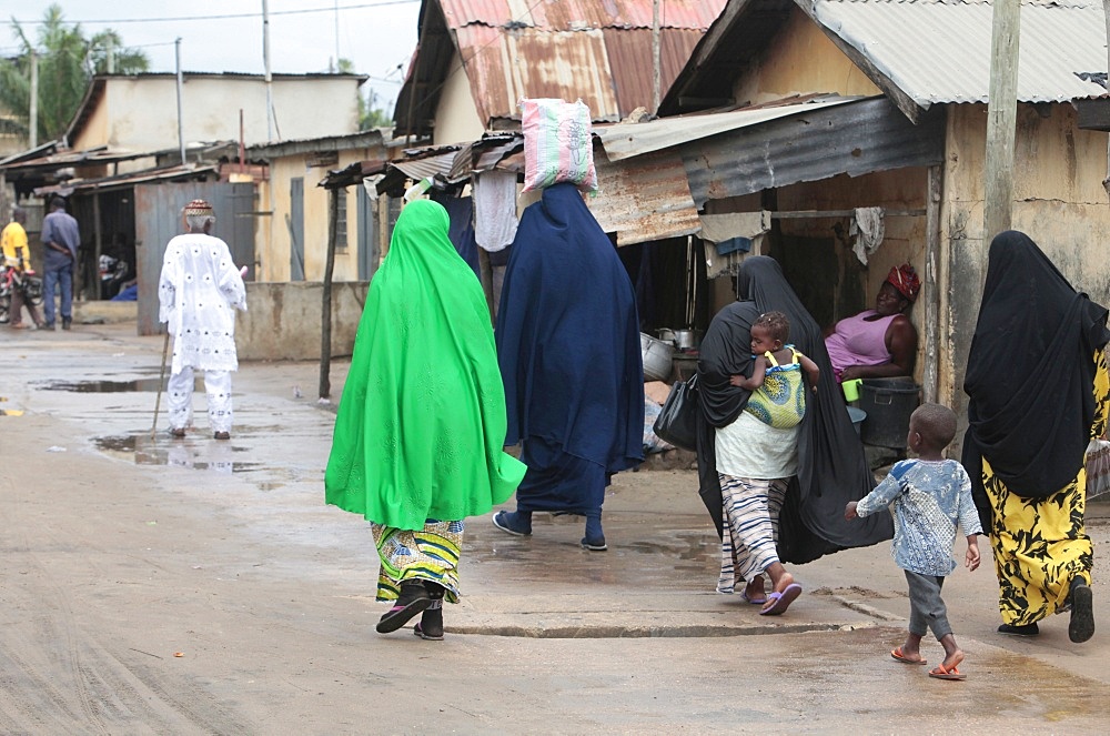 Muslim women in the street, Lome, Togo, West Africa, Africa