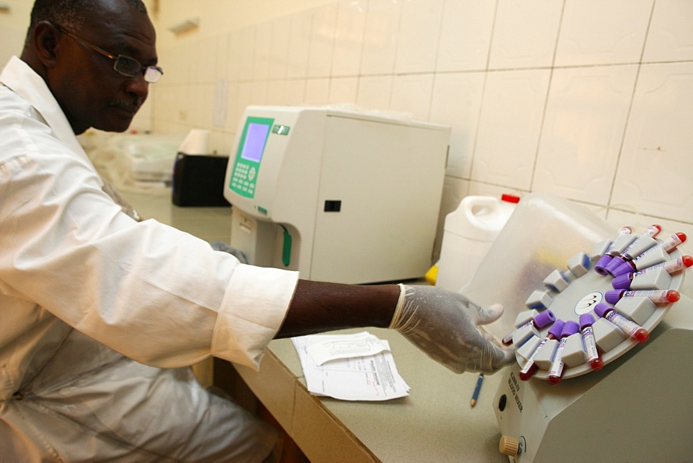 Laboratory at Medical center for HIV positive patients, Lome, Togo, West Africa, Africa