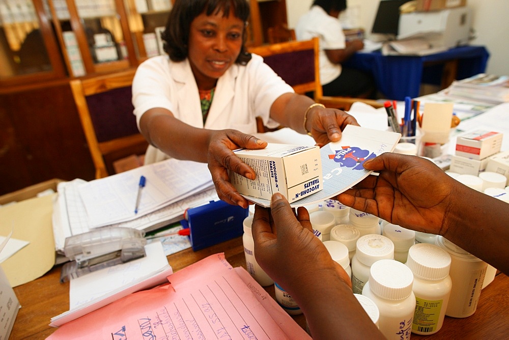 Drug distribution at Medical center for HIV positive patients, Lome, Togo, West Africa, Africa