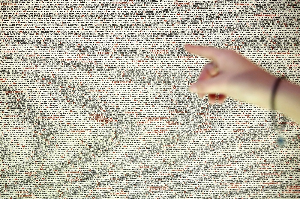 Wall of names, Memorial to the 80000 Jewish Victims of the Holocaust from Bohemia and Moravia, Pinkas Synagogue, Prague, Czech Republic, Europe