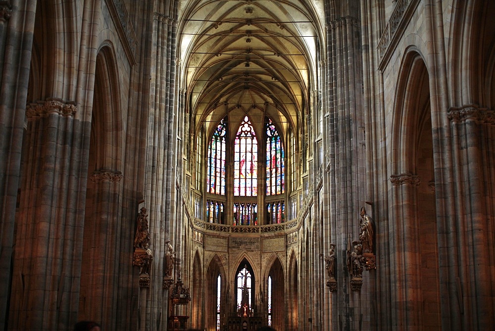 The nave of St Vitus' s Cathedral, Prague, Czech Republic, Europe