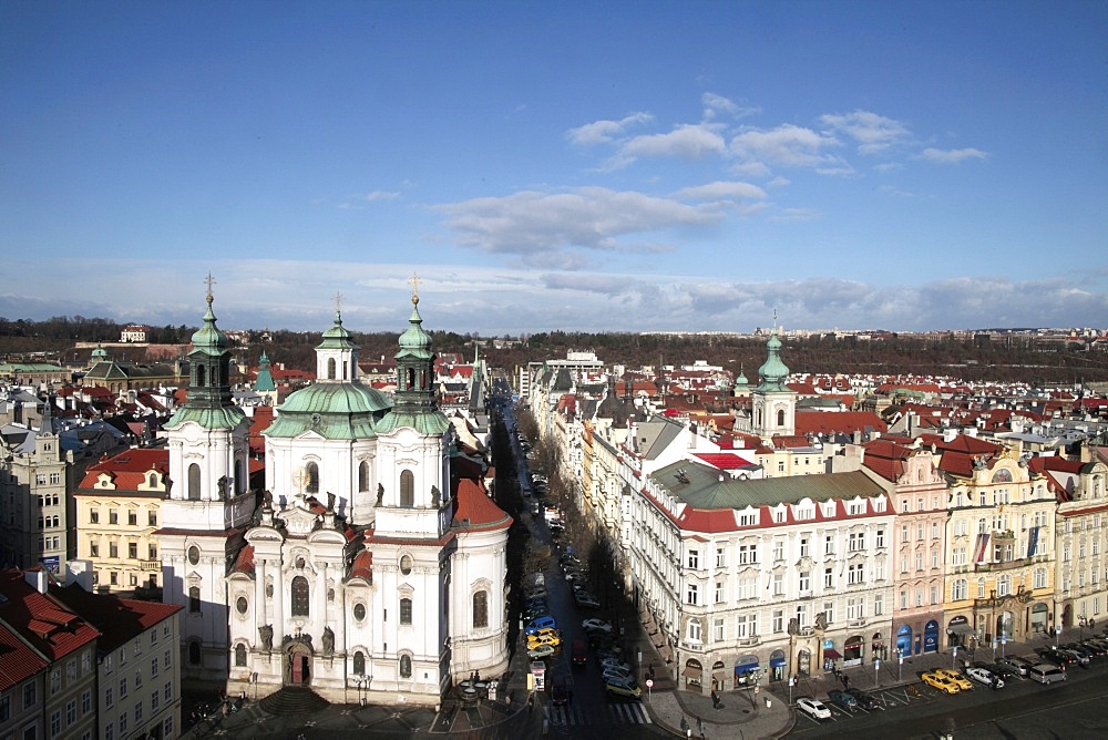 St. Nicholas Church from Town Hall Tower, Prague, Czech  Republic, Europe