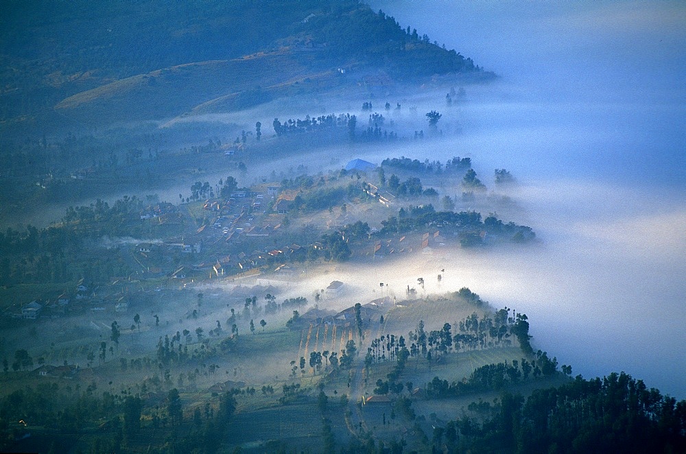 Caldeira and Bromo at 2329 m, and Semeru at 3676 m, volcanoes on Java, Indonesia, Southeast Asia, Asia