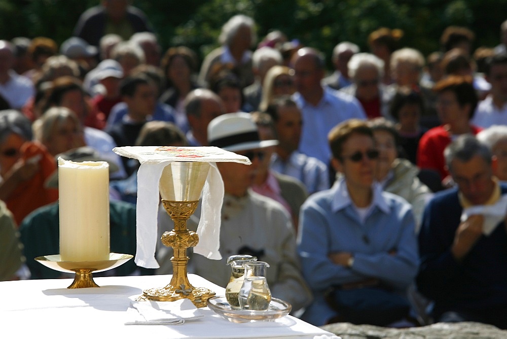 Outdoor Mass, Notre-Dame de la Gorge, Haute Savoie, France, Europe