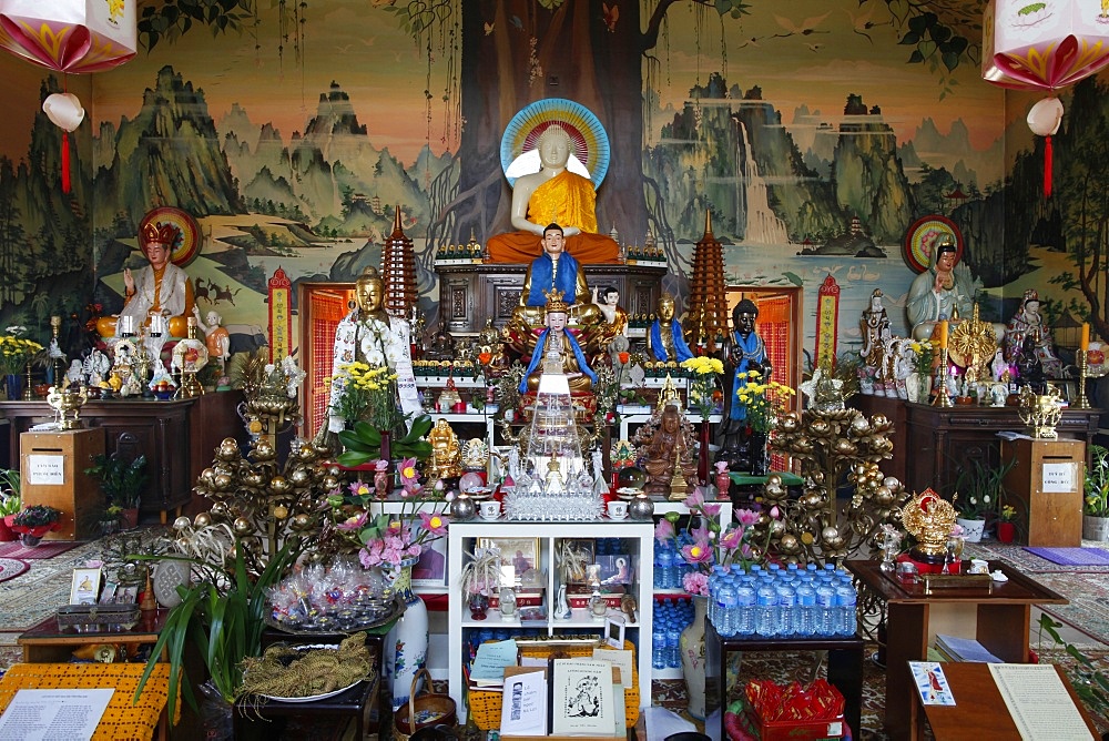 Buddha statues, Tu An Buddhist temple, Saint-Pierre-en-Faucigny, Haute Savoie, France, Europe