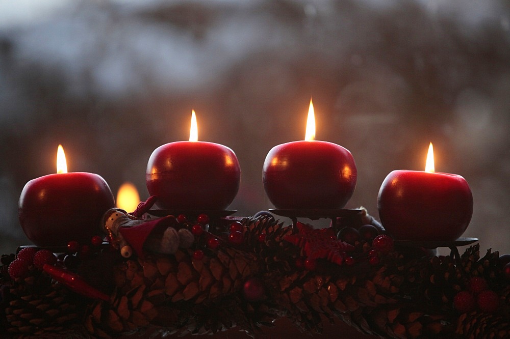 Advent candles, Saint-Pierre-en-Faucigny, Haute Savoie, France, Europe