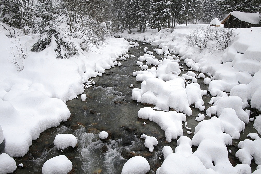 Mountain stream, Les Contamines, Haute-Savoie, France, Europe