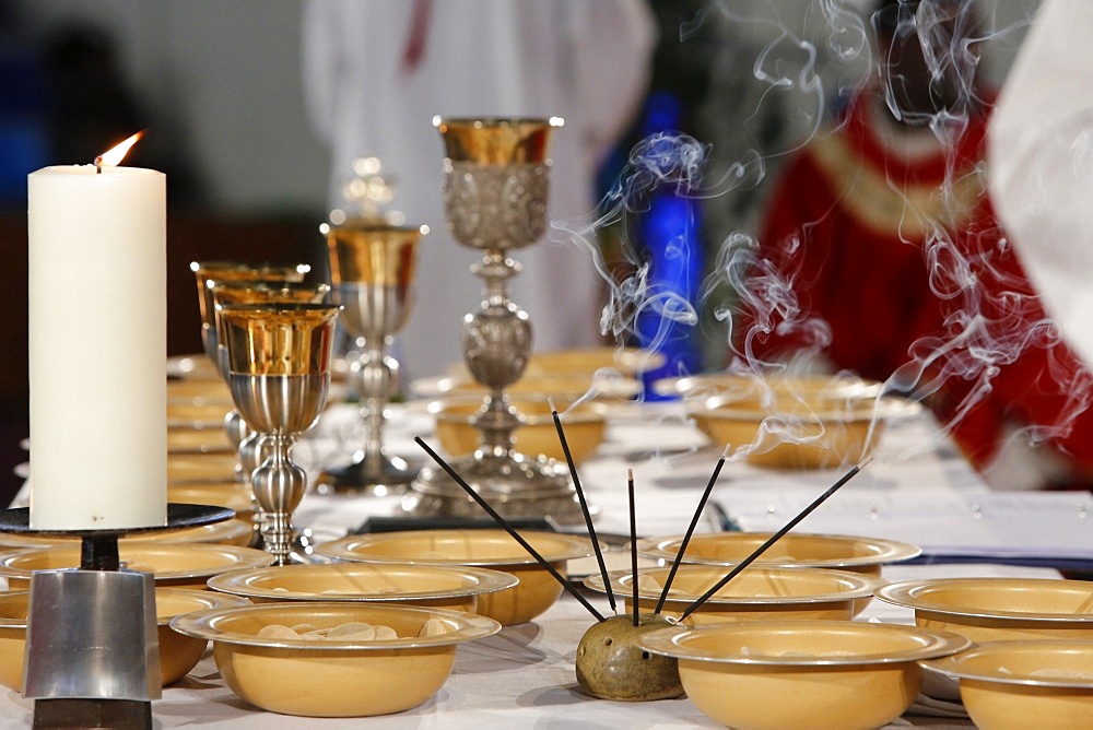 Catholic Mass, Eucharist celebration, Seine-Saint-Denis, France, Europe