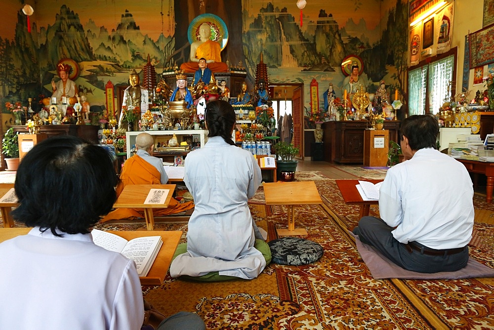 Ceremony in Tu An Buddhist temple, Saint-Pierre-en-Faucigny, Haute-Savoie, France, Europe