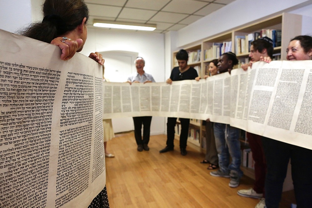 Launch of a new Torah in a synagogue, Paris, France, Europe