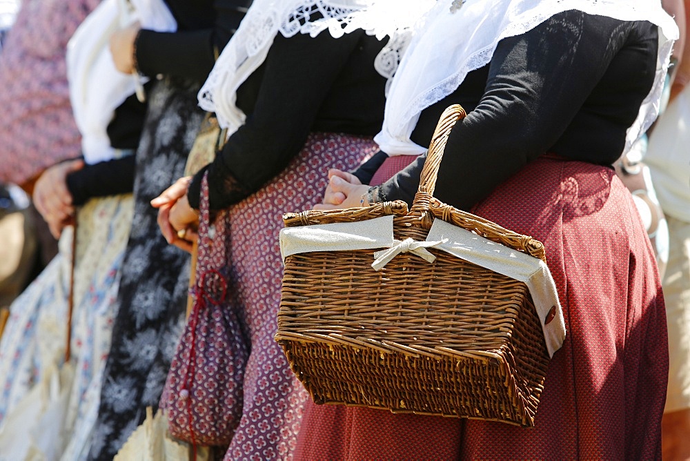 Women wearing traditional costumes at Les Saintes-Maries-de-la-Mer, Bouches-du-Rhone, Provence, France, Europe