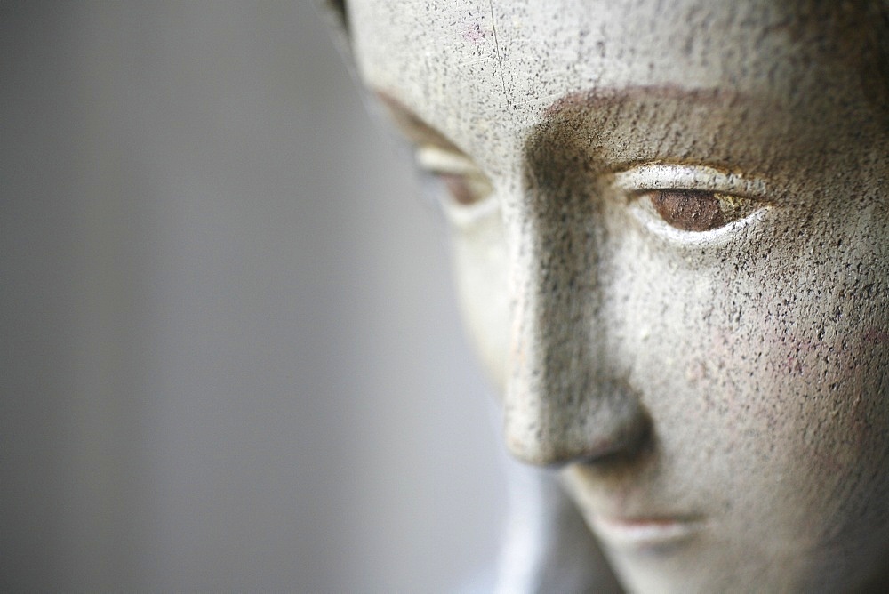 Detail of Virgin Mary statue, Paris, Ile de France, France, Europe