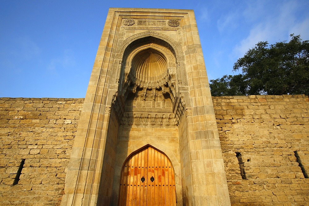 Eastern portal (Murad Gate) of Shirvanshah's palace complex dating from 1585 in Baku Old City, Azerbaijan, Central Asia, Asia