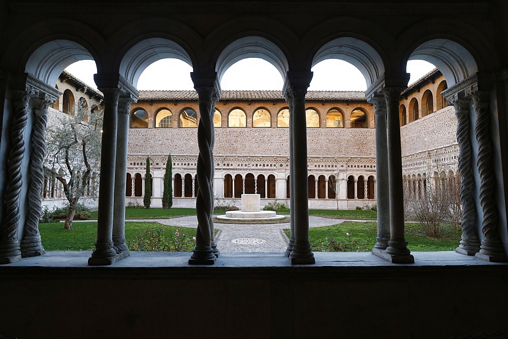 The Vassaletto cloisters in the Papal Arch basilica of St. John Lateran, Rome, Lazio, Italy, Europe