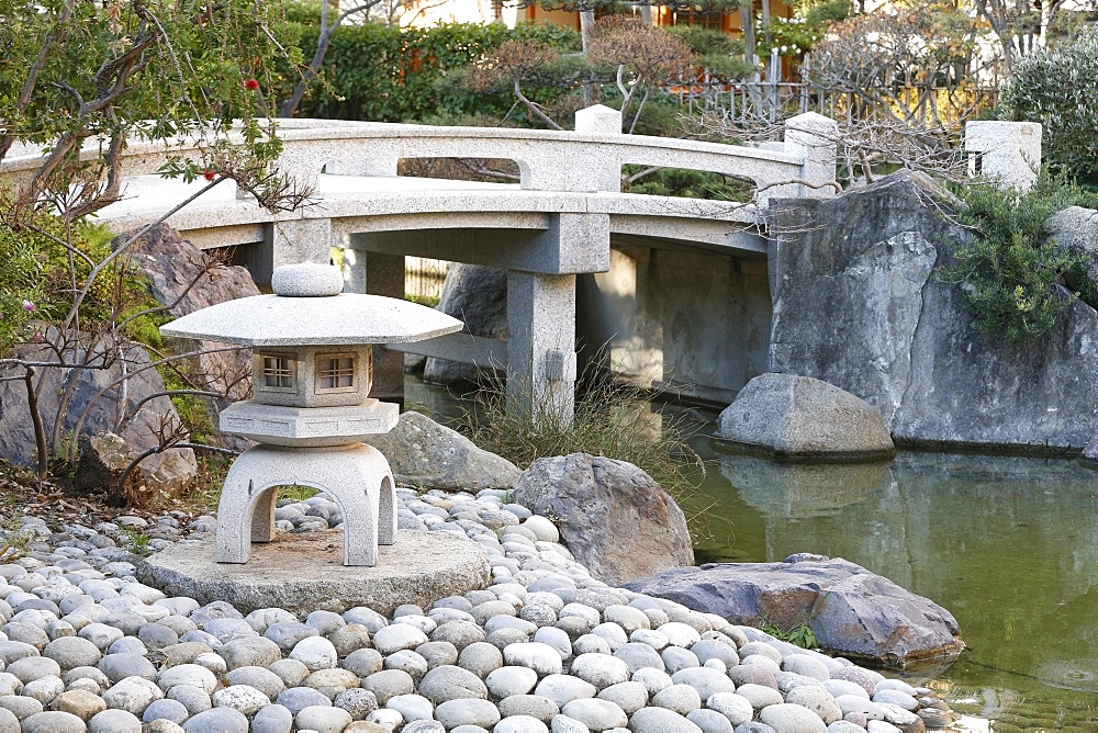 Stone lanterns, Japanese garden, Monaco, Europe