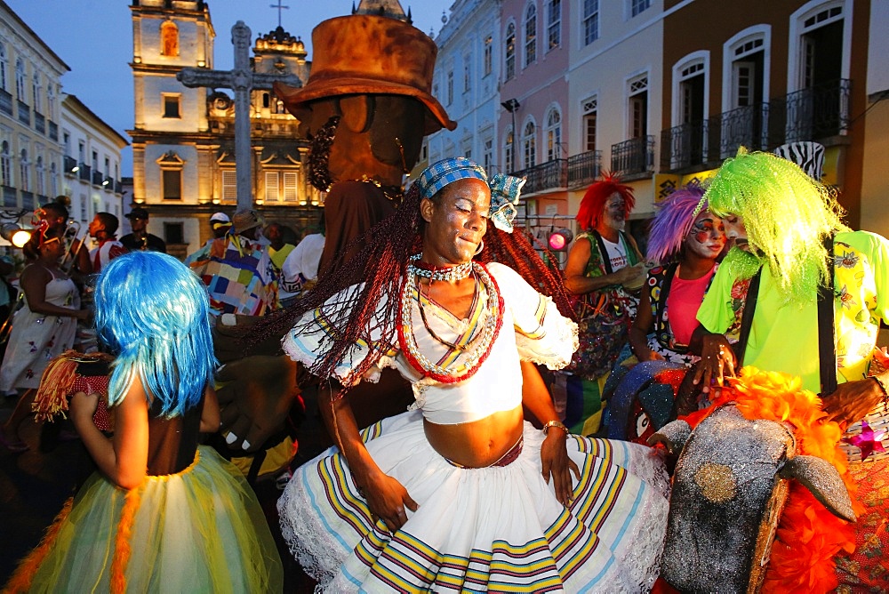 Salvador street carnival in Pelourinho, Bahia, Brazil, South America