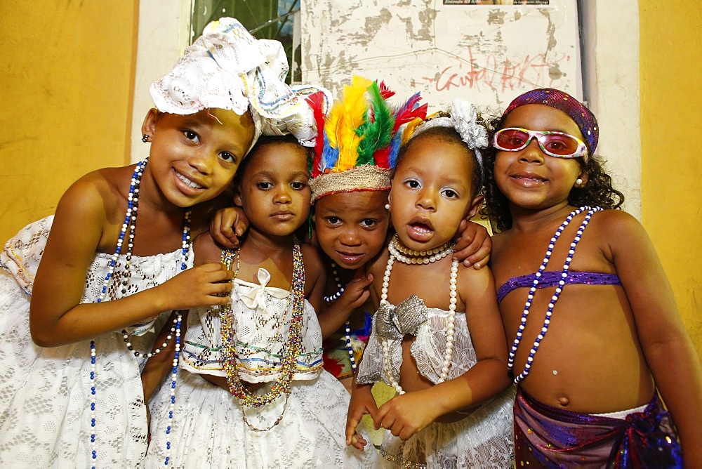 Children at Salvador carnival in Pelourinho, Bahia, Brazil, South America