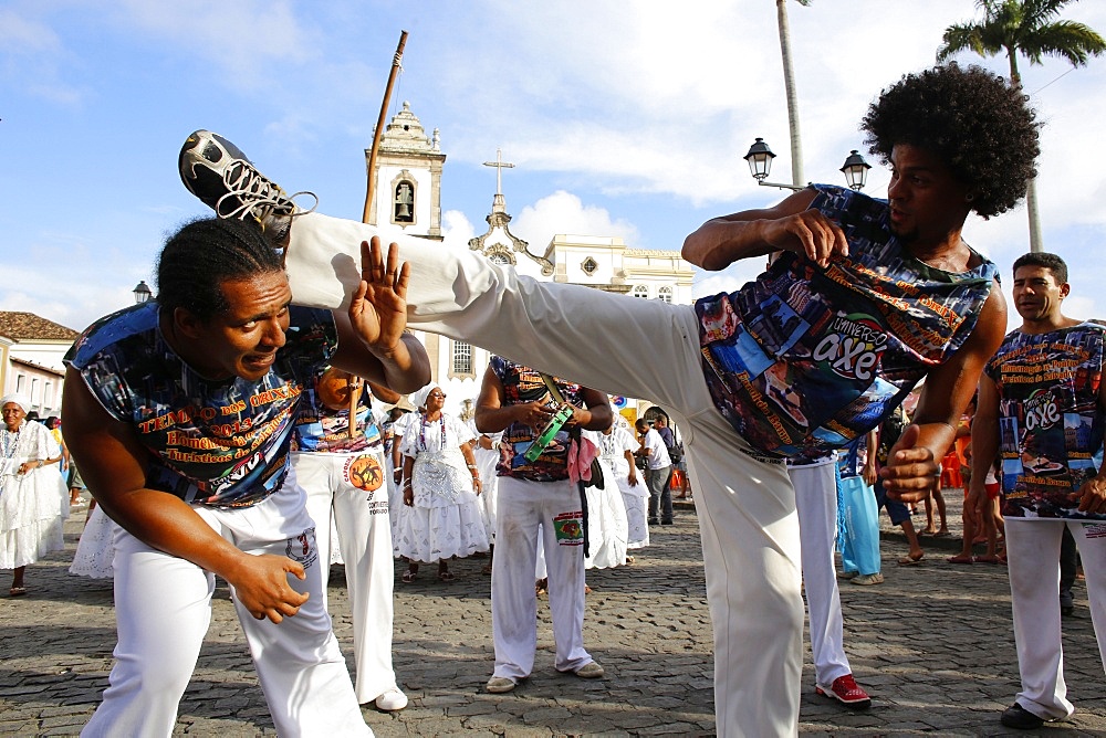 Capoeira band at Salvador carnival, Bahia, Brazil, South America