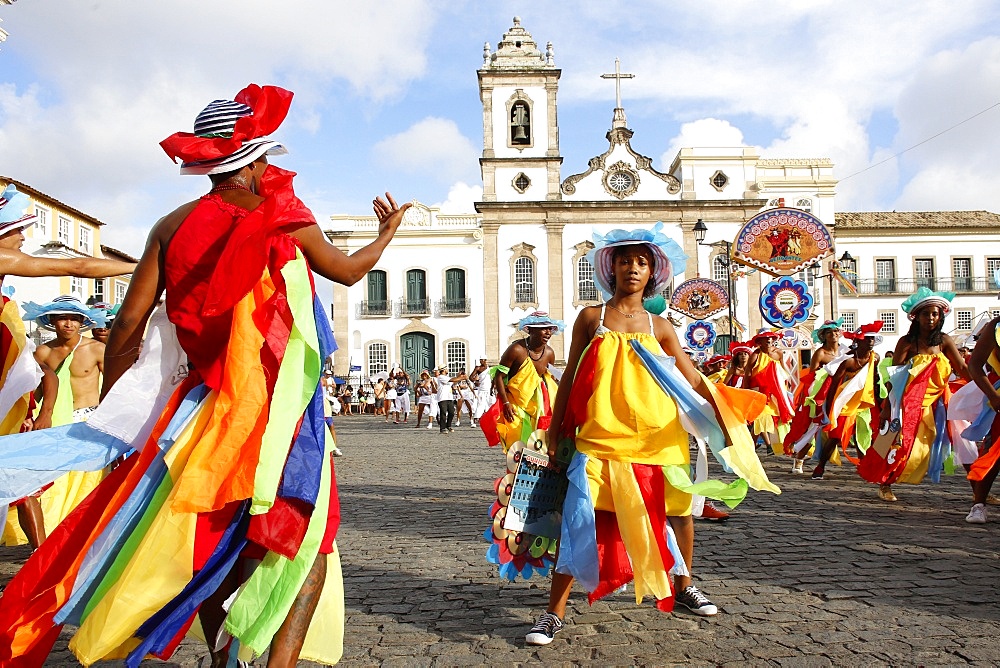 Costumes in parade at Salvador carnival, Bahia, Brazil, South America