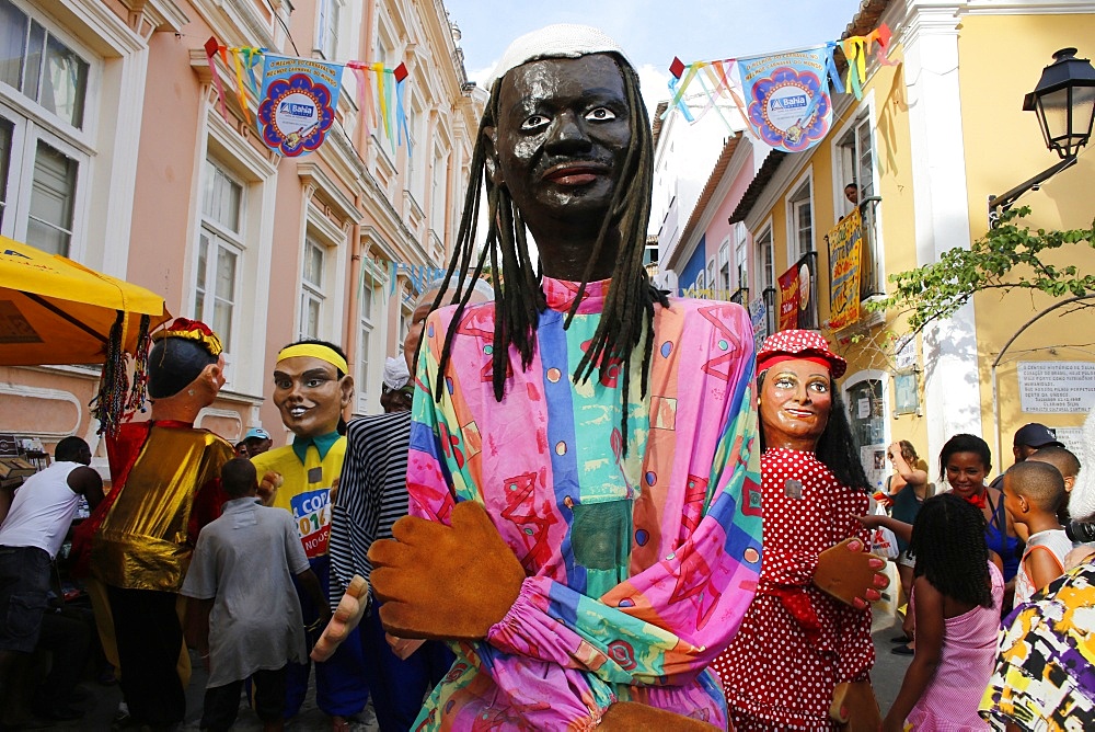 Salvador street carnival in Pelourinho, Bahia, Brazil, South America