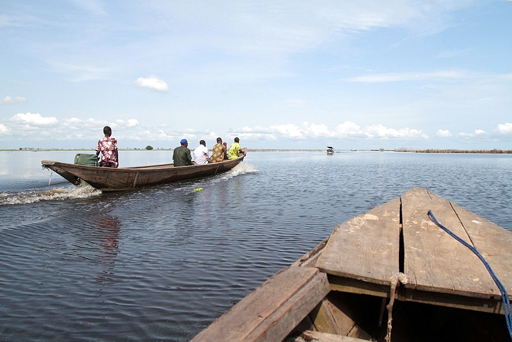 Canoe on Lake Nokoue, Ganvie, Benin, West Africa, Africa