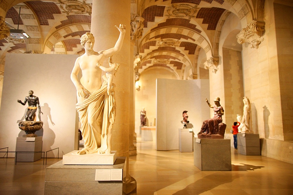 Greek sculptures, Salle du Manege, Louvre Museum, Paris, France, Europe