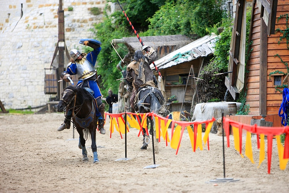 Knights jousing during the medieval festival of Provins, UNESCO World Heritage Site, Seine-et-Marne, France, Europe