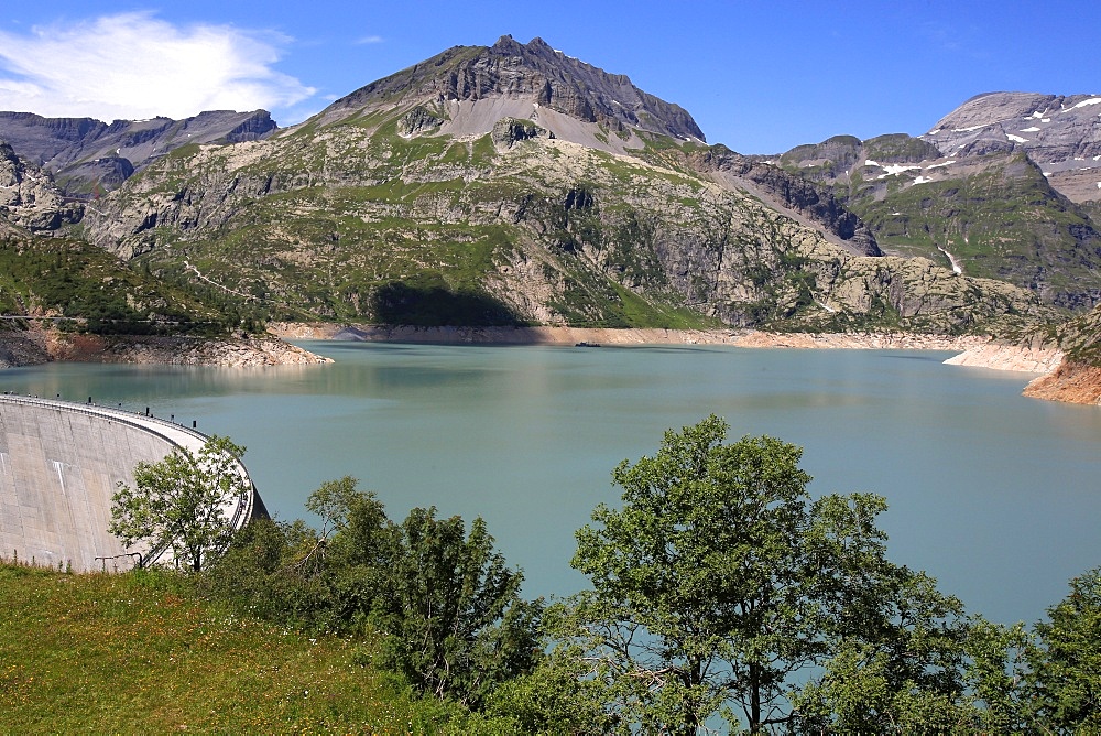 The reservoir of Emosson lake in the canton of Valais, Switzerland, Europe