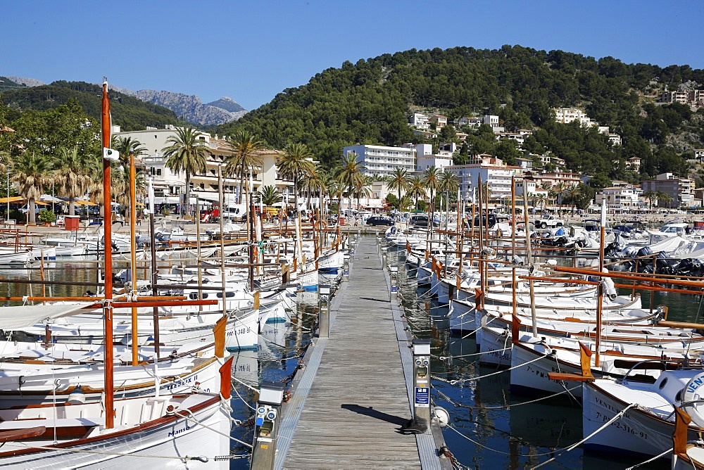 Porto Soller harbour, Majorca, Balearic Islands, Spain, Europe