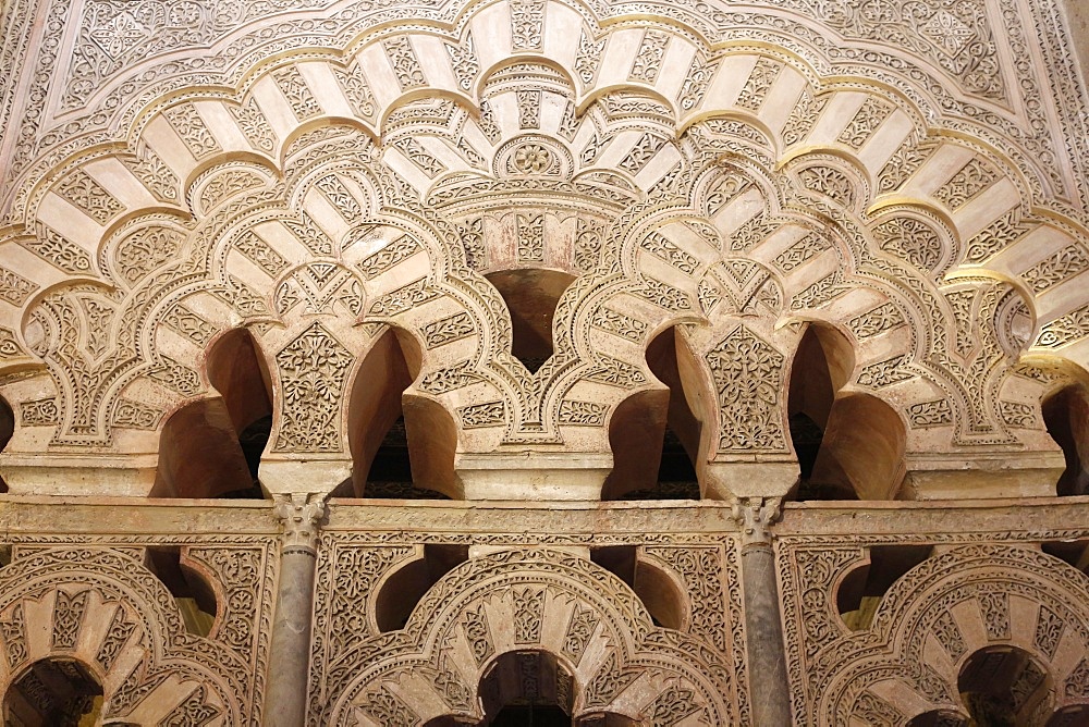 Arch carvings at the Cordoba Mezquita (Great Mosque), UNESCO World Heritage Site, Cordoba, Andalucia, Spain, Europe