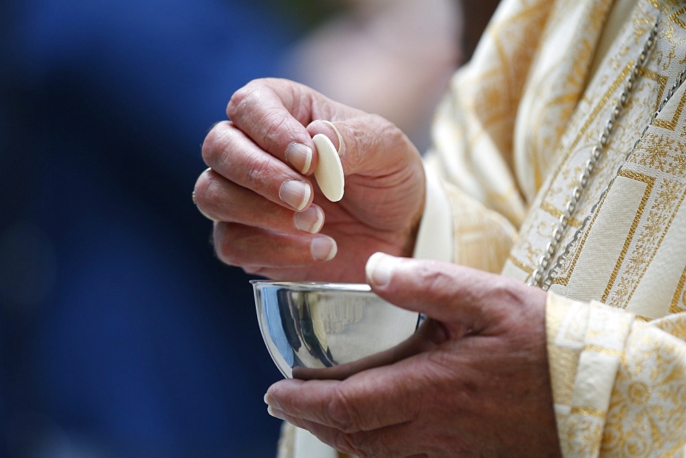 Holy Communion, Catholic Mass, Haute-Savoie, France, Europe