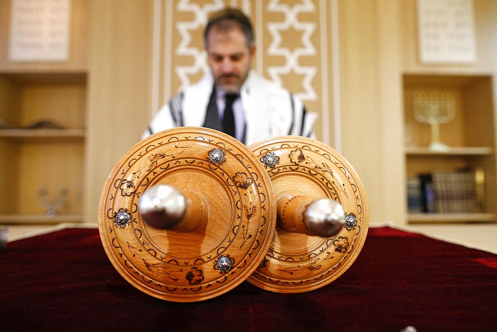 Torah scroll, Beth Yaacov Synagogue, Paris, France, Europe