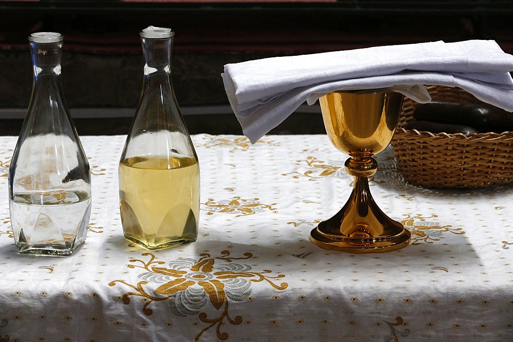 Eucharist, water and wine, St. Anne's Basilica, Brazzaville, Congo, Africa