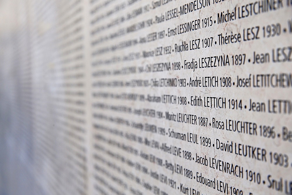 The Wall of Names, The Shoah Memorial, Paris, France, Europe