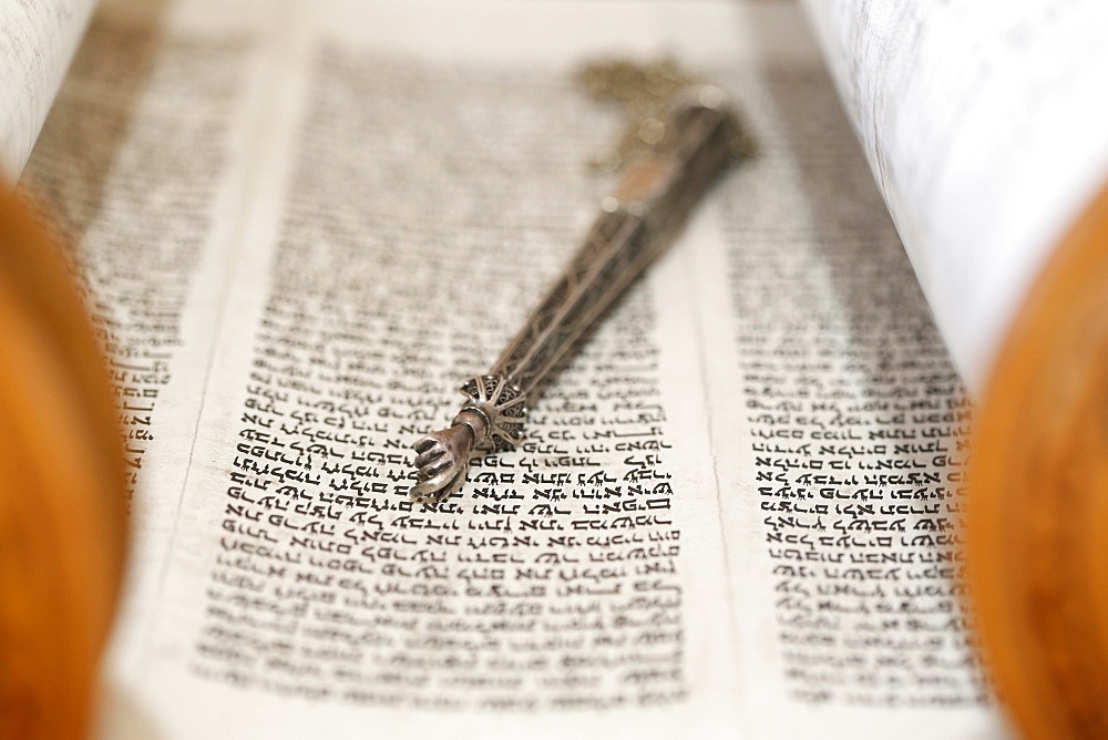 Torah scroll and Yad, Torah pointer, Paris, France, Europe