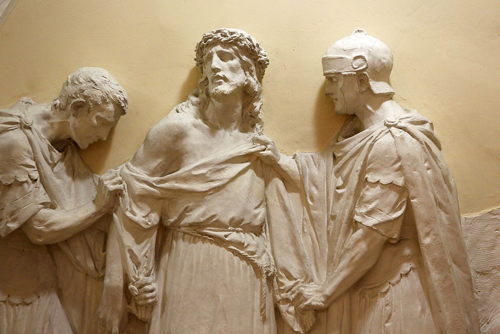 The Tenth Station of the Cross, Jesus's clothes are taken away, St. John the Baptist's Church, Arras, Pas-de-Calais, France, Europe